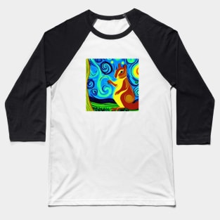 Starry Night Squirrel Baseball T-Shirt